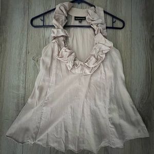 Light pink halter neck top with ruffle design, size 2